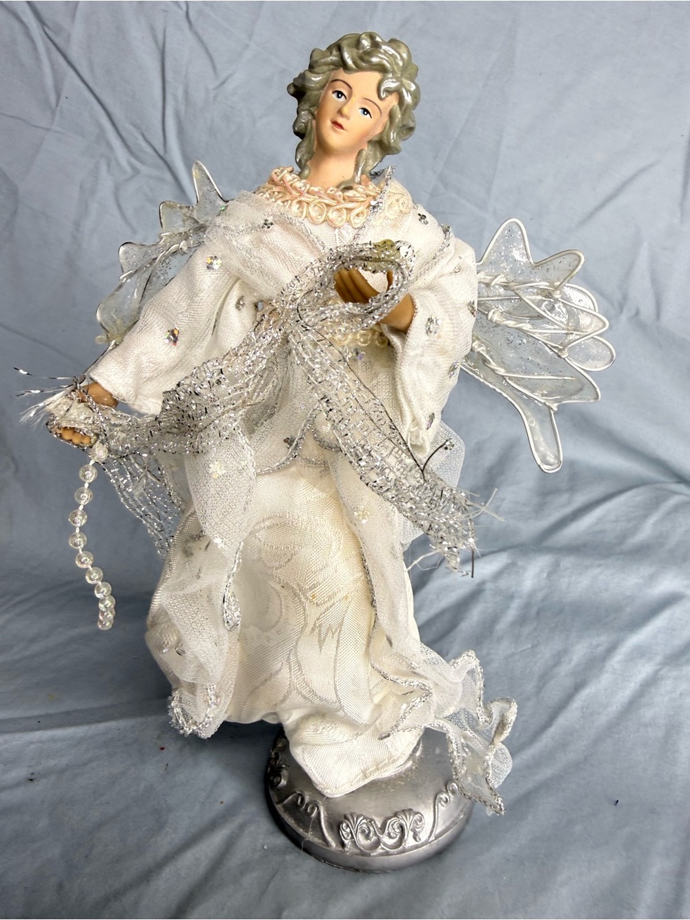 🔥2 for $10🔥 Dan Dee Collectors Choice Ornate White and Silver Standing Angel
